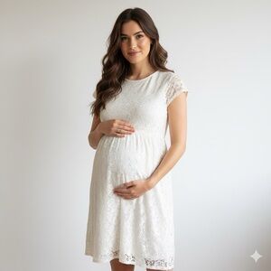 Seraphine Sz 8 Lace White Bridal Maternity Shoot Dress